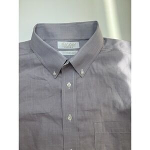 Roundtree & Yorke Gold Label Fitted Men 17  Non-Iron Button Shirt Red Blue White
